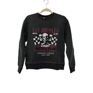 The Kooples Black Racing Team Graphic Sweatshirt Cotton Blend Size 0 (X-Small)